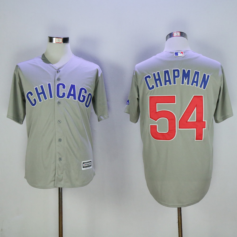Men Chicago Cubs #54 Chapman Grey MLB Jerseys